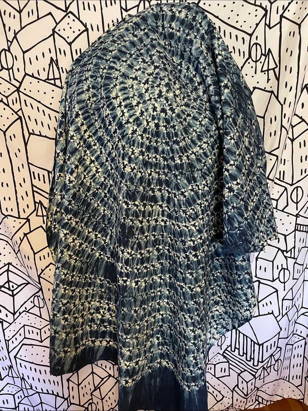 Indigo Tie-Dye- hand made tablecloth 4x9.5 feet